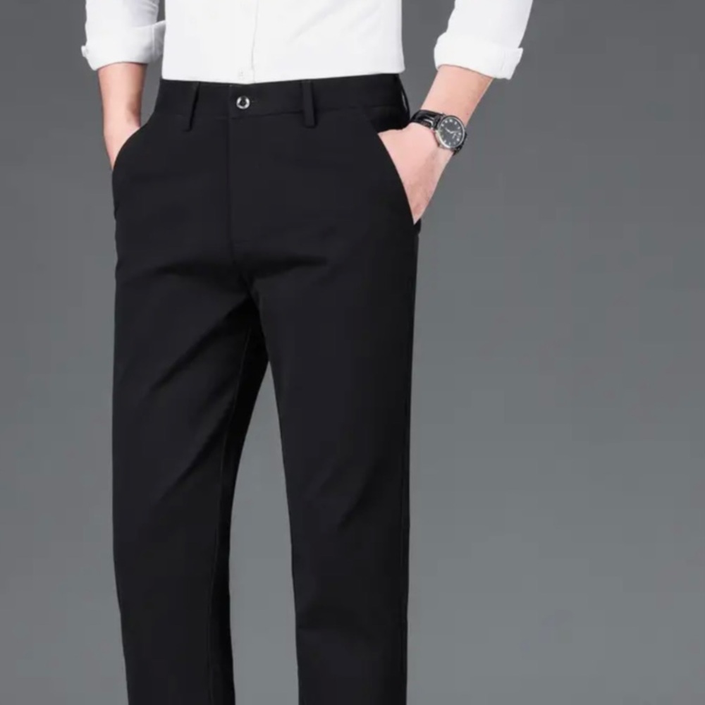 Mens Formal Slim Fit Slacks Trousers Flat Front Business Dress Pants